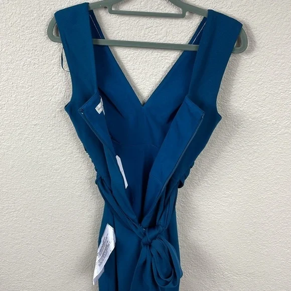 NWT Dress The Population Alessia Dress Peacock Blue Slit Flattering Sz XXS - Picture 7 of 13